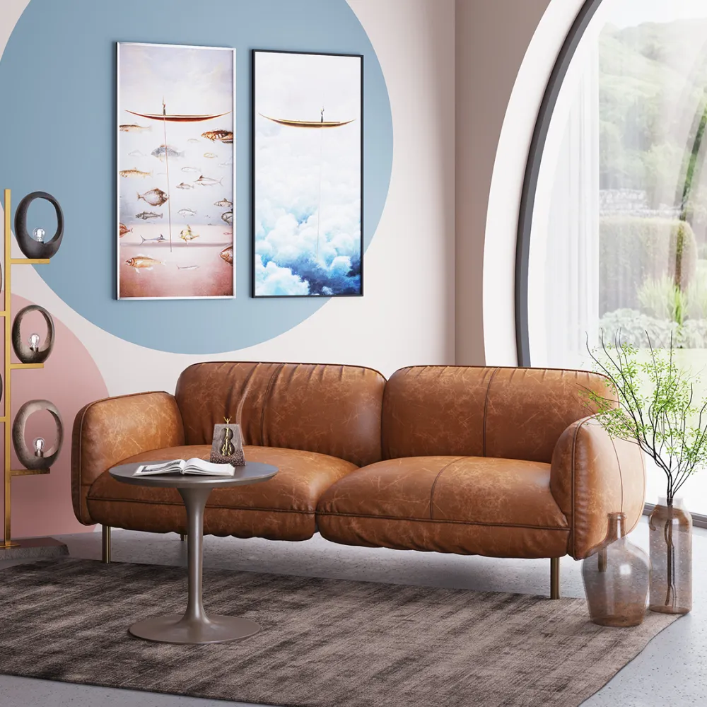 Sofy*KARE Design Sofa 3-osobowa Skóra Semianilinowa Brązowa 226 Cm
