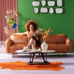 Sofy*KARE Design Sofa 3-osobowa Skóra Semianilinowa Brązowa 226 Cm