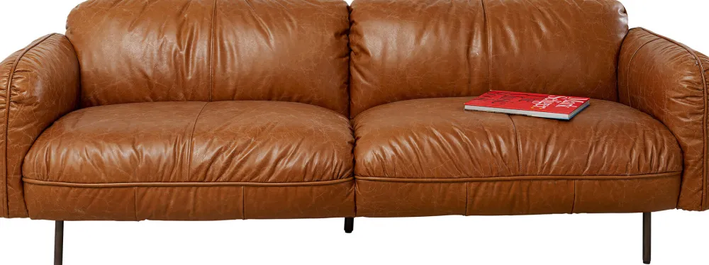 Sofy*KARE Design Sofa 3-osobowa Skóra Semianilinowa Brązowa 226 Cm