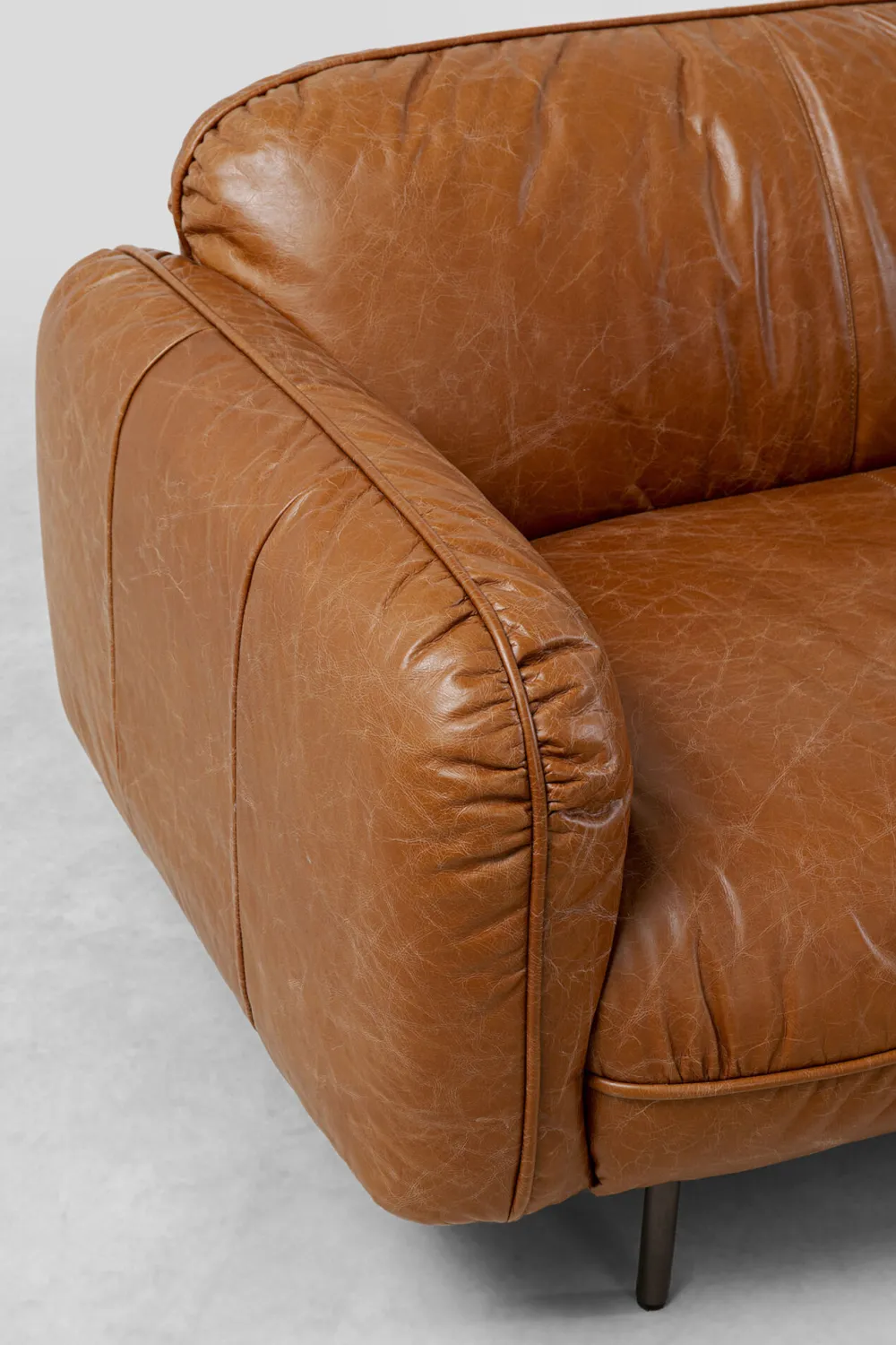 Sofy*KARE Design Sofa 3-osobowa Skóra Semianilinowa Brązowa 226 Cm