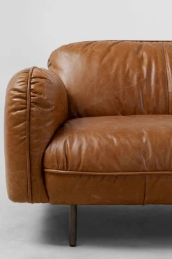 Sofy*KARE Design Sofa 3-osobowa Skóra Semianilinowa Brązowa 226 Cm