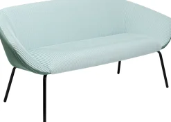 Sofy*KARE Design Sofa 2-osobowa Tapicerka Niebieska Nogi Czarne Stal 163 Cm