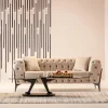 Sofy*KARE Design Sofa 2-osobowa Welurowa Pikowana Beżowa Nogi Czarne 200 Cm