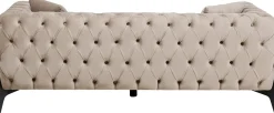 Sofy*KARE Design Sofa 2-osobowa Welurowa Pikowana Beżowa Nogi Czarne 200 Cm