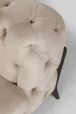 Sofy*KARE Design Sofa 2-osobowa Welurowa Pikowana Beżowa Nogi Czarne 200 Cm