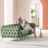 Sofy*KARE Design Sofa 2-osobowa Welurowa Pikowana Zielona Nogi Złote 200 Cm