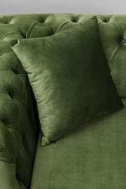 Sofy*KARE Design Sofa 2-osobowa Welurowa Pikowana Zielona Nogi Złote 200 Cm