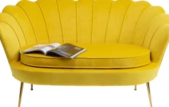 Sofy*KARE Design Sofa 2-osobowa Welurowa żółta 132 Cm Nogi Złote