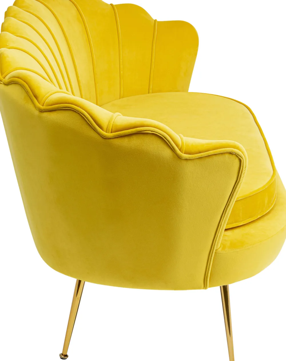 Sofy*KARE Design Sofa 2-osobowa Welurowa żółta 132 Cm Nogi Złote