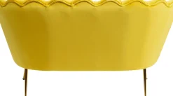 Sofy*KARE Design Sofa 2-osobowa Welurowa żółta 132 Cm Nogi Złote
