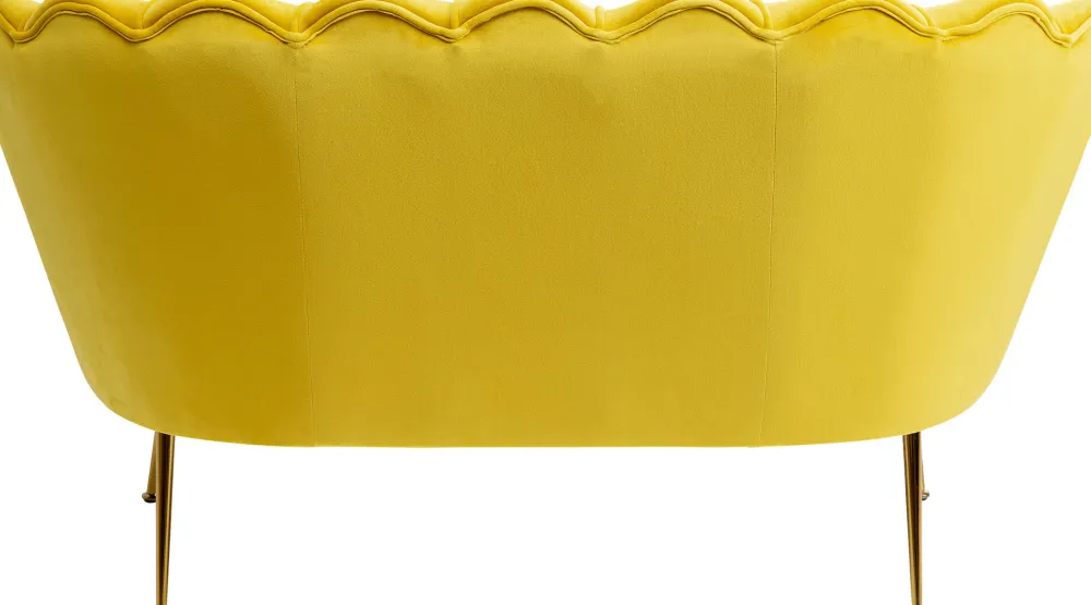 Sofy*KARE Design Sofa 2-osobowa Welurowa żółta 132 Cm Nogi Złote