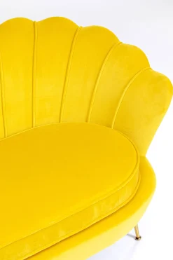 Sofy*KARE Design Sofa 2-osobowa Welurowa żółta 132 Cm Nogi Złote