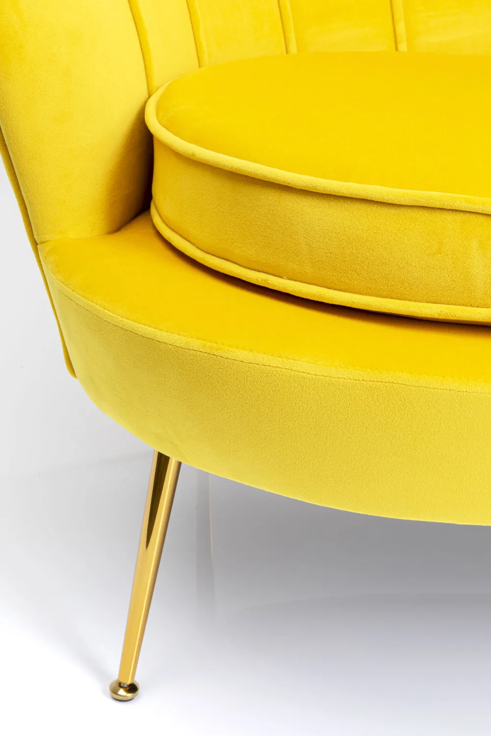 Sofy*KARE Design Sofa 2-osobowa Welurowa żółta 132 Cm Nogi Złote