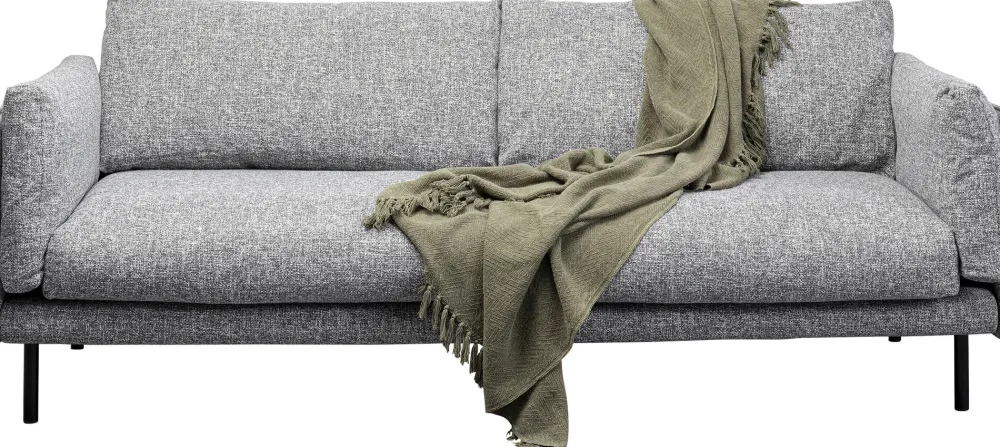 Sofy*KARE Design Sofa 3-osobowa W Kolorze Szarym Nogi Stalowe Czarne 230 Cm