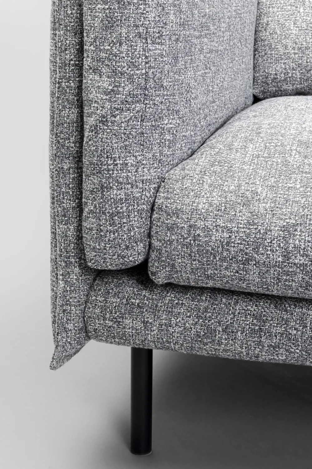 Sofy*KARE Design Sofa 3-osobowa W Kolorze Szarym Nogi Stalowe Czarne 230 Cm