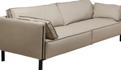 Sofy*KARE Design Sofa 3-os. Skórzana Szara Nogi Czarne 233 Cm