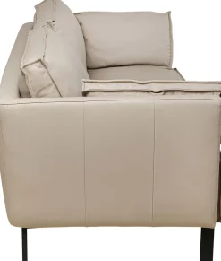Sofy*KARE Design Sofa 3-os. Skórzana Szara Nogi Czarne 233 Cm