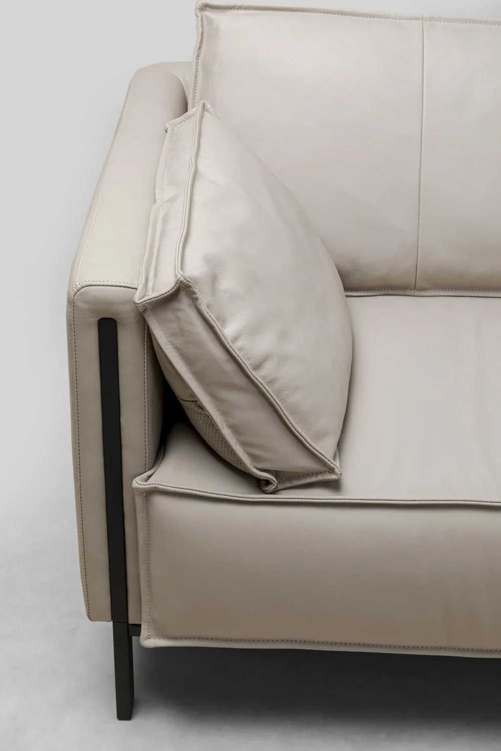 Sofy*KARE Design Sofa 3-os. Skórzana Szara Nogi Czarne 233 Cm