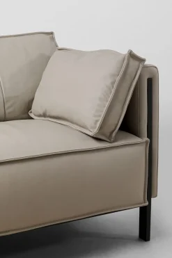 Sofy*KARE Design Sofa 3-os. Skórzana Szara Nogi Czarne 233 Cm