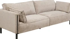 Sofy*KARE Design Sofa 3-os. Tapicerowana W Kolorze Szarym Nogi Stal Czarne 233 Cm