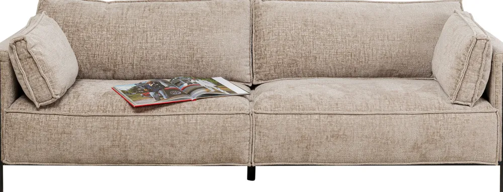 Sofy*KARE Design Sofa 3-os. Tapicerowana W Kolorze Szarym Nogi Stal Czarne 233 Cm