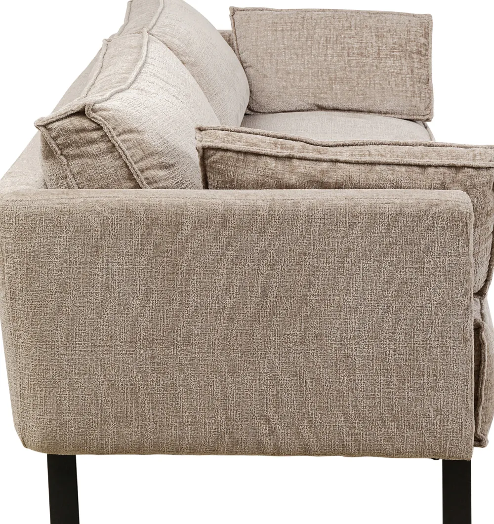 Sofy*KARE Design Sofa 3-os. Tapicerowana W Kolorze Szarym Nogi Stal Czarne 233 Cm