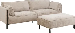 Sofy*KARE Design Sofa 3-os. Tapicerowana W Kolorze Szarym Nogi Stal Czarne 233 Cm