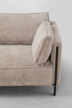 Sofy*KARE Design Sofa 3-os. Tapicerowana W Kolorze Szarym Nogi Stal Czarne 233 Cm