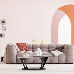 Sofy*KARE Design Sofa Pikowana 3-osobowa Jasnobrązowa 240 Cm
