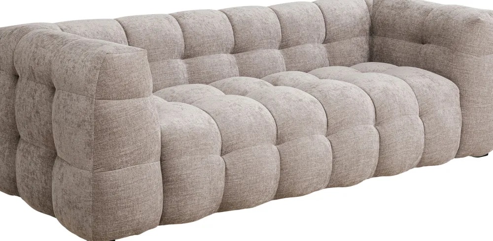 Sofy*KARE Design Sofa Pikowana 3-osobowa Jasnobrązowa 240 Cm