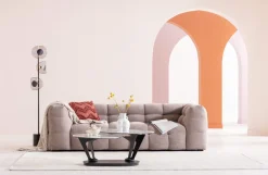Sofy*KARE Design Sofa Pikowana 3-osobowa Jasnobrązowa 240 Cm