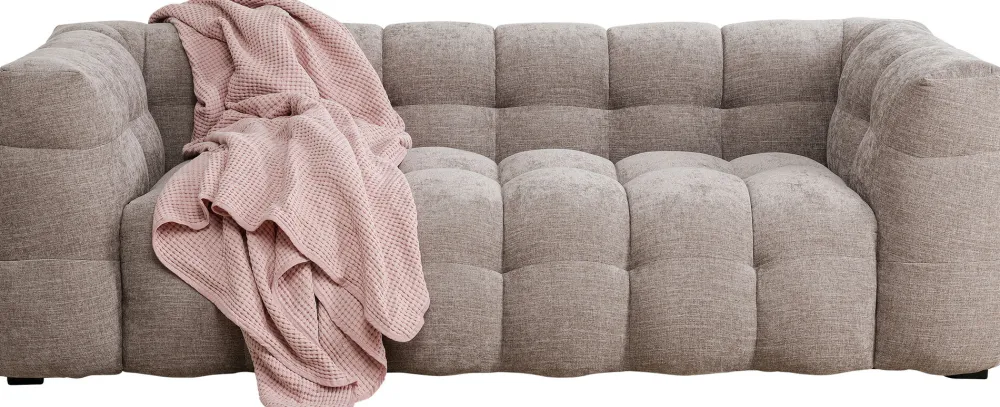 Sofy*KARE Design Sofa Pikowana 3-osobowa Jasnobrązowa 240 Cm