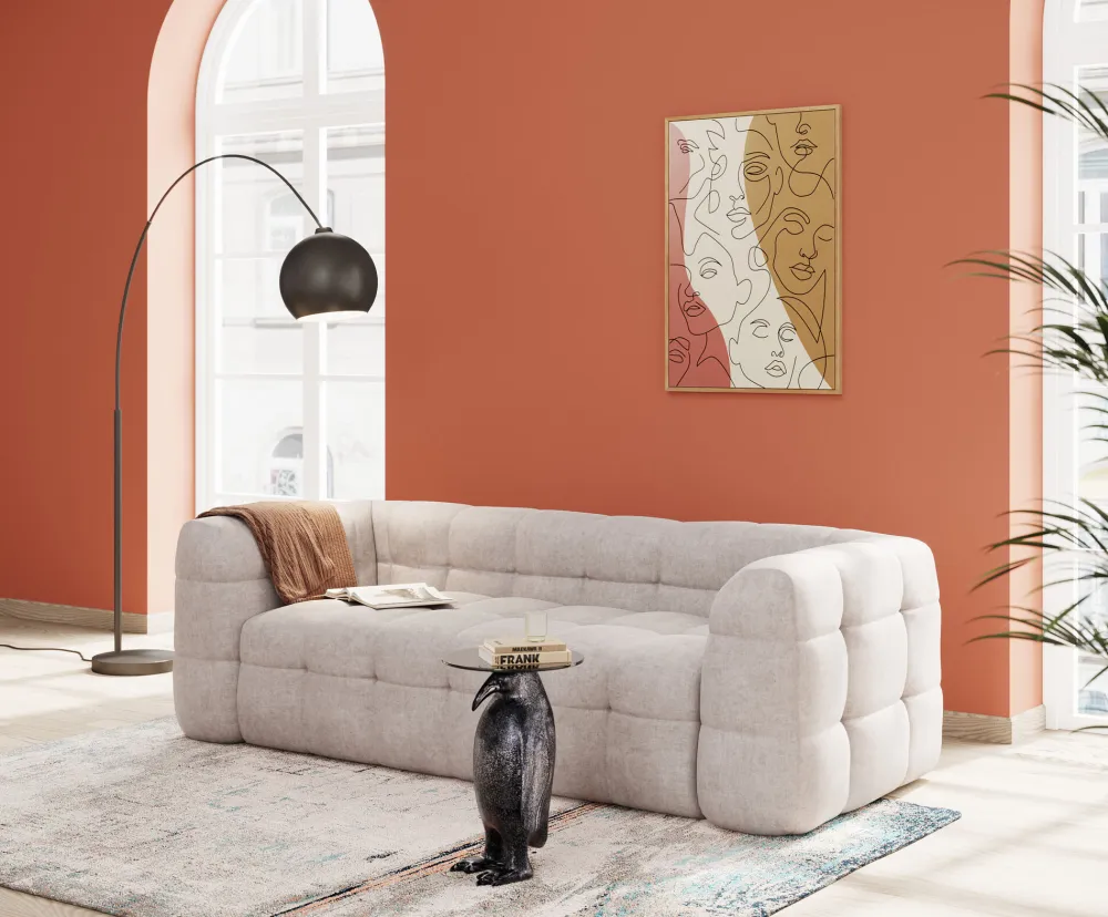 Sofy*KARE Design Sofa Pikowana 3-osobowa Kremowa 240 Cm