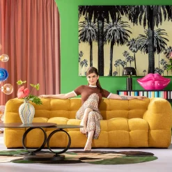 Sofy*KARE Design Sofa Pikowana 3-osobowa żółta 240 Cm