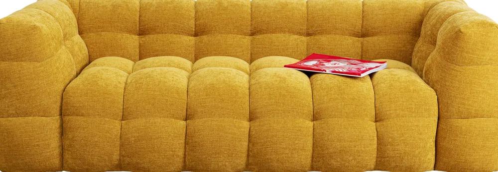 Sofy*KARE Design Sofa Pikowana 3-osobowa żółta 240 Cm