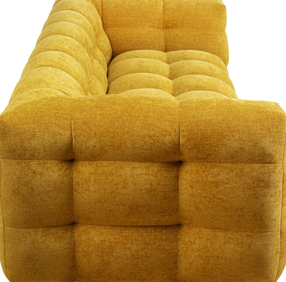 Sofy*KARE Design Sofa Pikowana 3-osobowa żółta 240 Cm