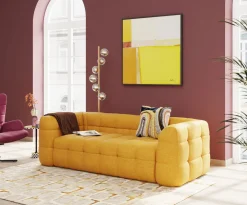 Sofy*KARE Design Sofa Pikowana 3-osobowa żółta 240 Cm