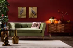 Sofy*KARE Design Sofa Rimini 160x76 Cm Oliwkowa 2-osobowa