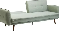 Sofy*KARE Design Sofa Rozkładana Z Podłokietnikami 222x86 Cm Jasnozielona Na Brązowych Nóżkach