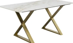 Stoły*KARE Design Stół Do Jadalni Blat Ceramiczny Nogi Złote Krzyżowe 160x80 Cm
