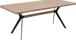 Stoły*KARE Design Stół Do Jadalni Blat Fornirowany Orzech Nogi Czarne Stalowe 200x90 Cm