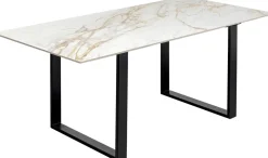 Stoły*KARE Design Stół Do Jadalni Blat Kamionkowy Nogi Czarne Stalowe 180x90 Cm