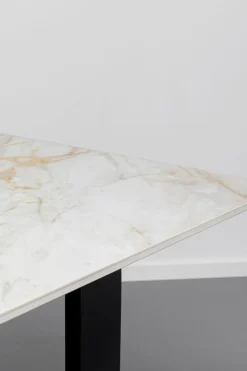 Stoły*KARE Design Stół Do Jadalni Blat Kamionkowy Nogi Czarne Stalowe 180x90 Cm