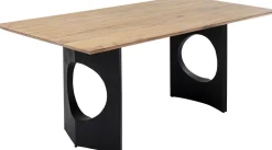 Stoły*KARE Design Stół Do Jadalni Blat Z Drewna Akacjowego Nogi Czarna Stal 180x90 Cm