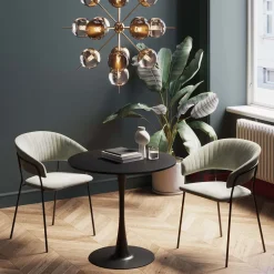 Stoły*KARE Design Stół Do Jadalni Czarny Blat MDF Noga Stalowa Ø80 Cm