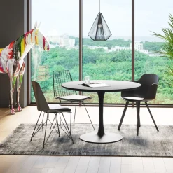 Stoły*KARE Design Stół Do Jadalni Czarny Blat MDF Noga Stalowa Ø110 Cm