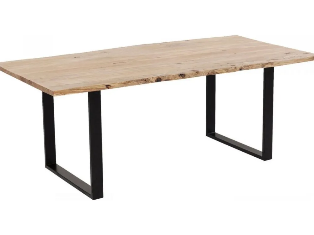 Stoły*KARE Design Stół Do Loftu 6-8 Osobowy Blat Z Drewna Akacjowego Nogi Czarne Stalowe 180x90 Cm