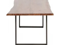 Stoły*KARE Design Stół Do Loftu 6-8 Osobowy Ciemnobrązowy Drewniany Blat Akacja Czarne Metalowe Nogi 200x100 Cm