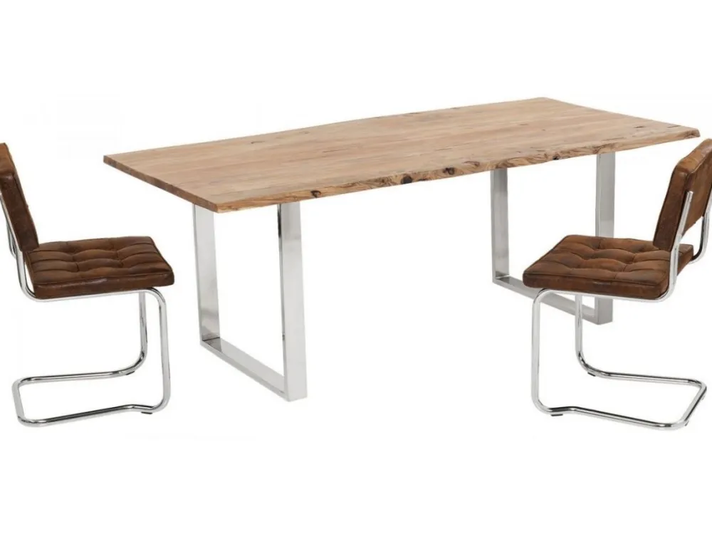 Stoły*KARE Design Stół Harmony 200x100 Cm Akacja Nogi Chromowe Matowe