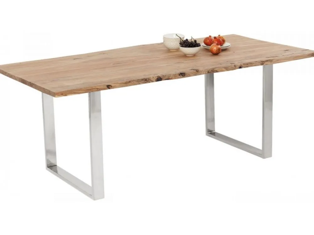 Stoły*KARE Design Stół Harmony 180x90 Cm Akacja Nogi Chromowe Matowe